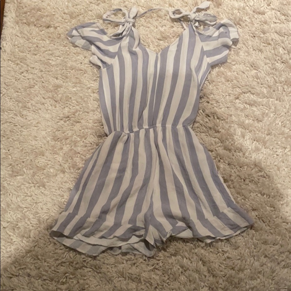 Blue and white romper